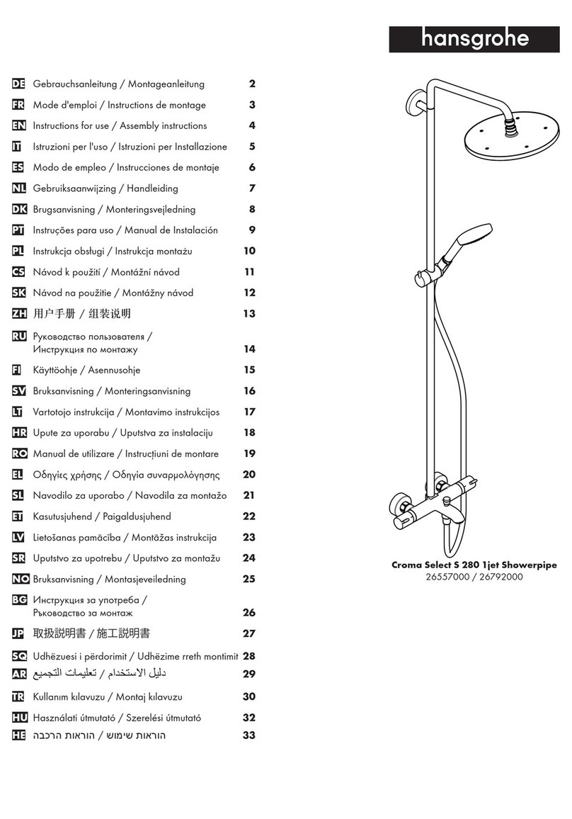 Hans Grohe Croma Select S 280 1jet Showerpipe 26557000 Instructions for use/assembly instructions