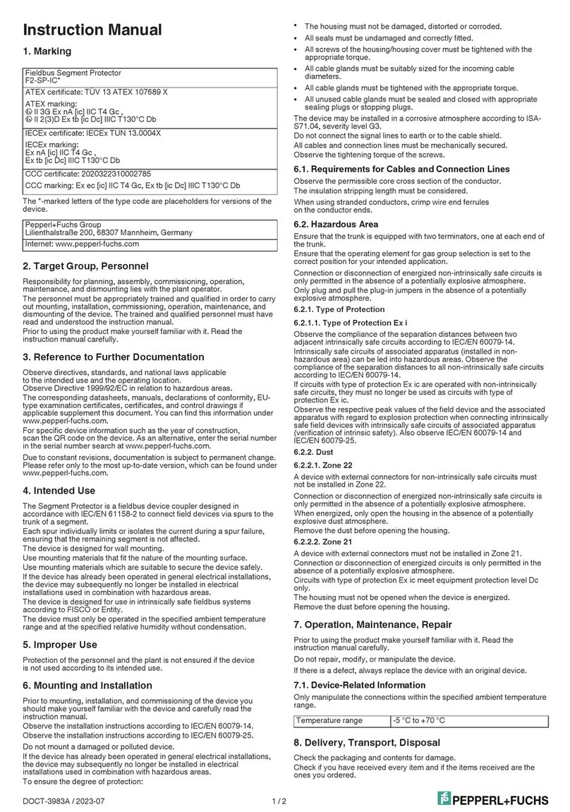 Pepperl+Fuchs F2-SP-IC Series instruction manual