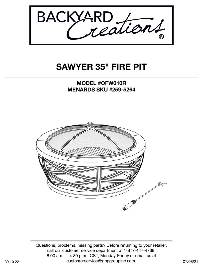 Backyard Creations SAWYER OFW010R manual Backyard Creations SAWYER OFW010R manual