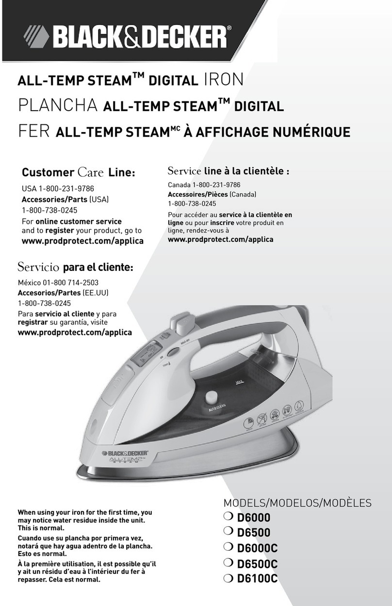 Black & Decker ALL-TEMP STEAM DIGITAL D6100C Installation instructions