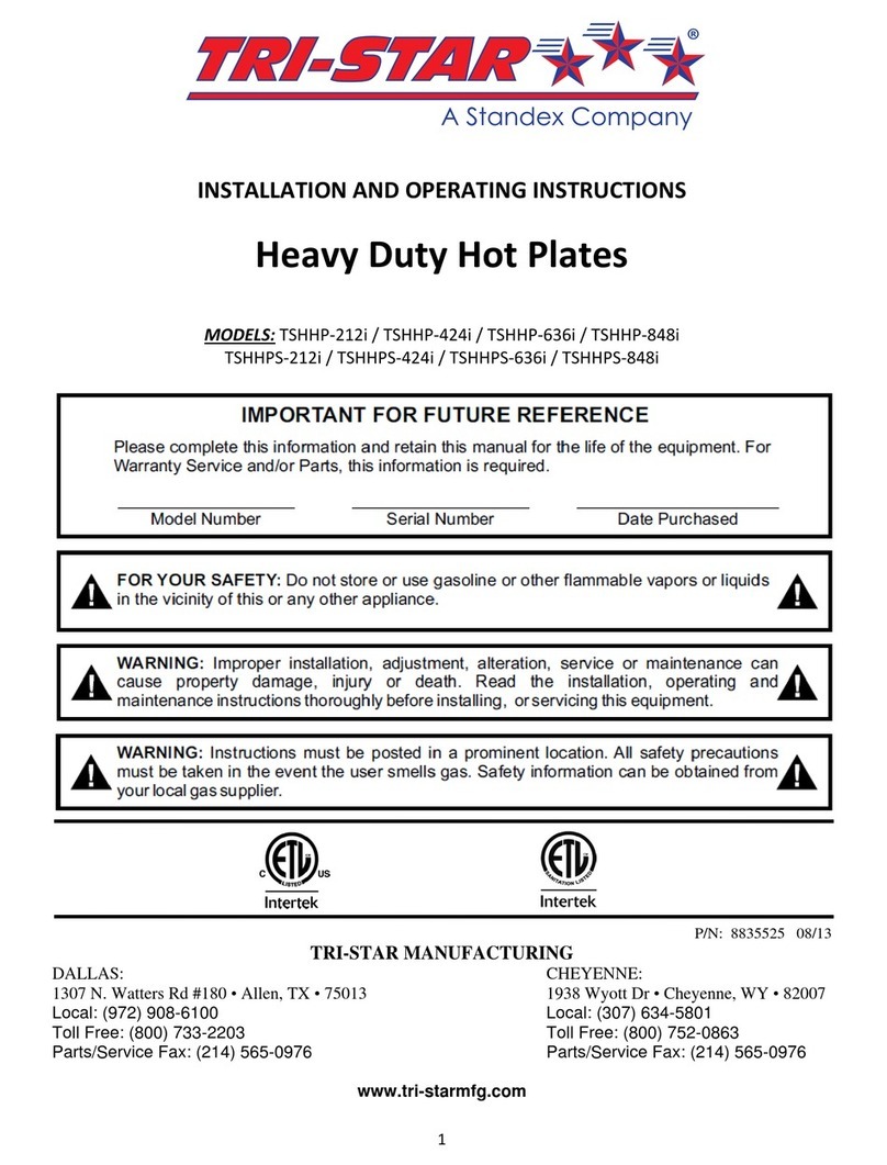 Standex TRI-STAR TSHHP-212i Installation and operating instructions
