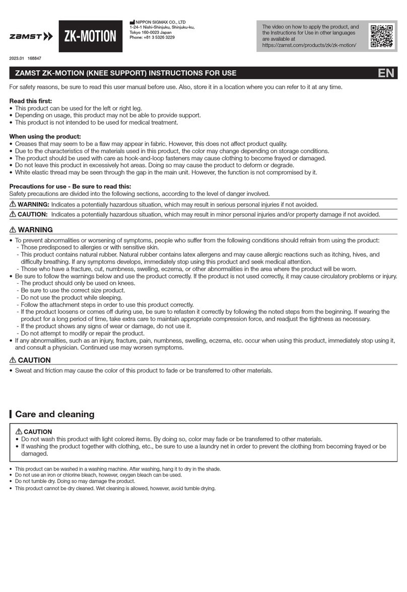 ZAMST ZK-MOTION Instructions for use