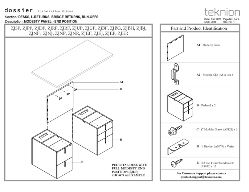 Teknion Dossier ZJSF Operating and maintenance instructions