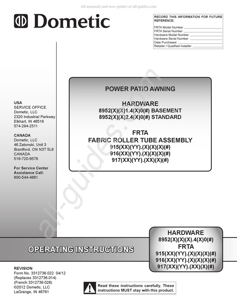 Dometic 8952 1.4 0 Series operating instructions