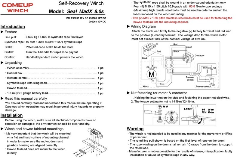 Come.up Winch Seal MadX 8.0s User manual