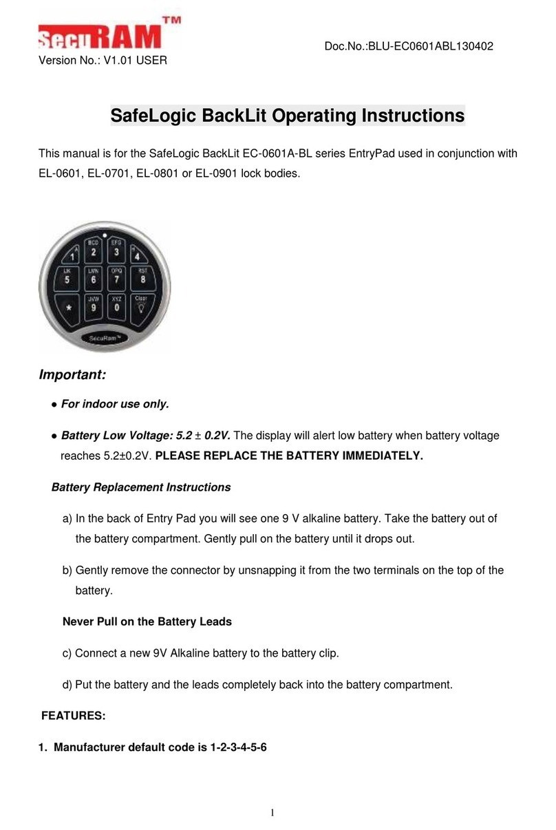 Securam SafeLogic BackLit EC-0601A-BL Series User manual