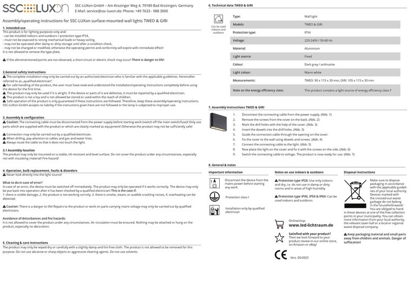 SSC-LUXon TWEO Assembly & operating instructions