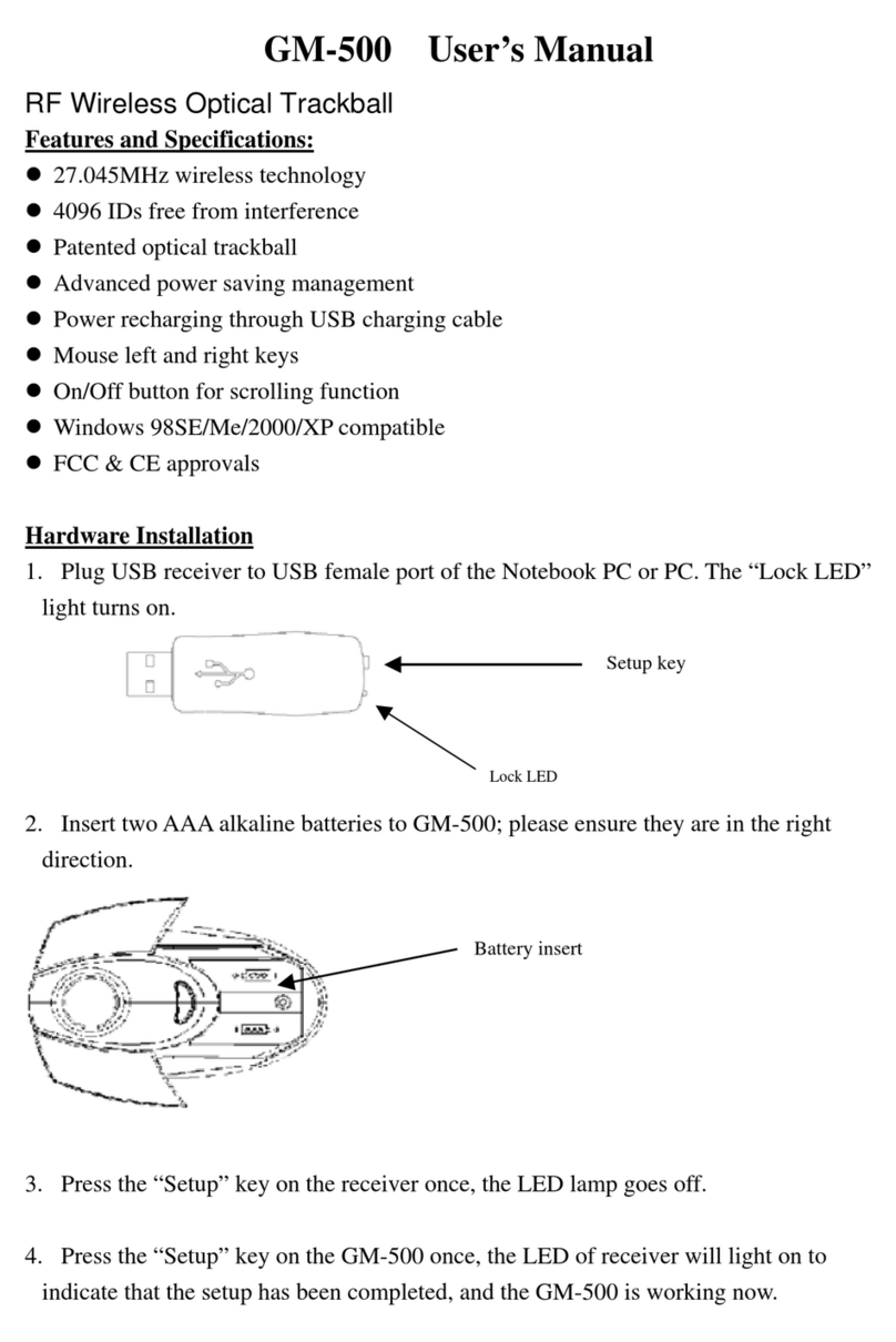 Globlink GM-500 RF Wireless Optical Trackball user manual