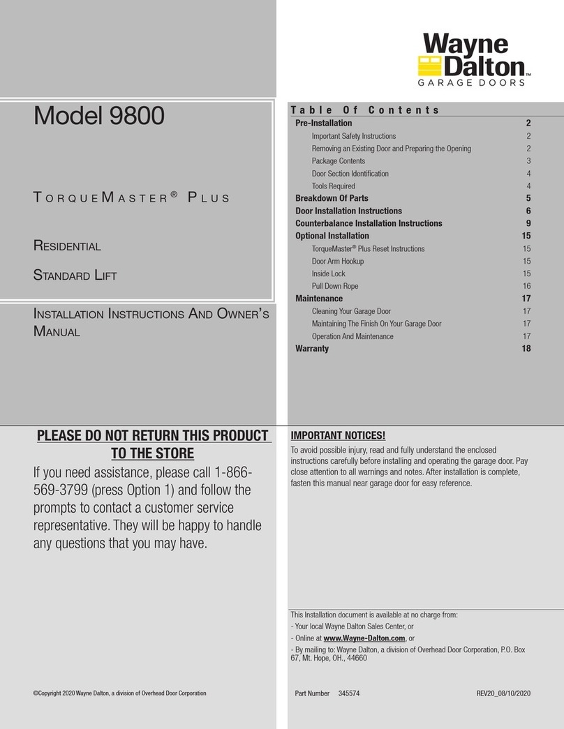 Wayne-Dalton TOROQUEMASTER PLUS Installation instructions and owner's manual
