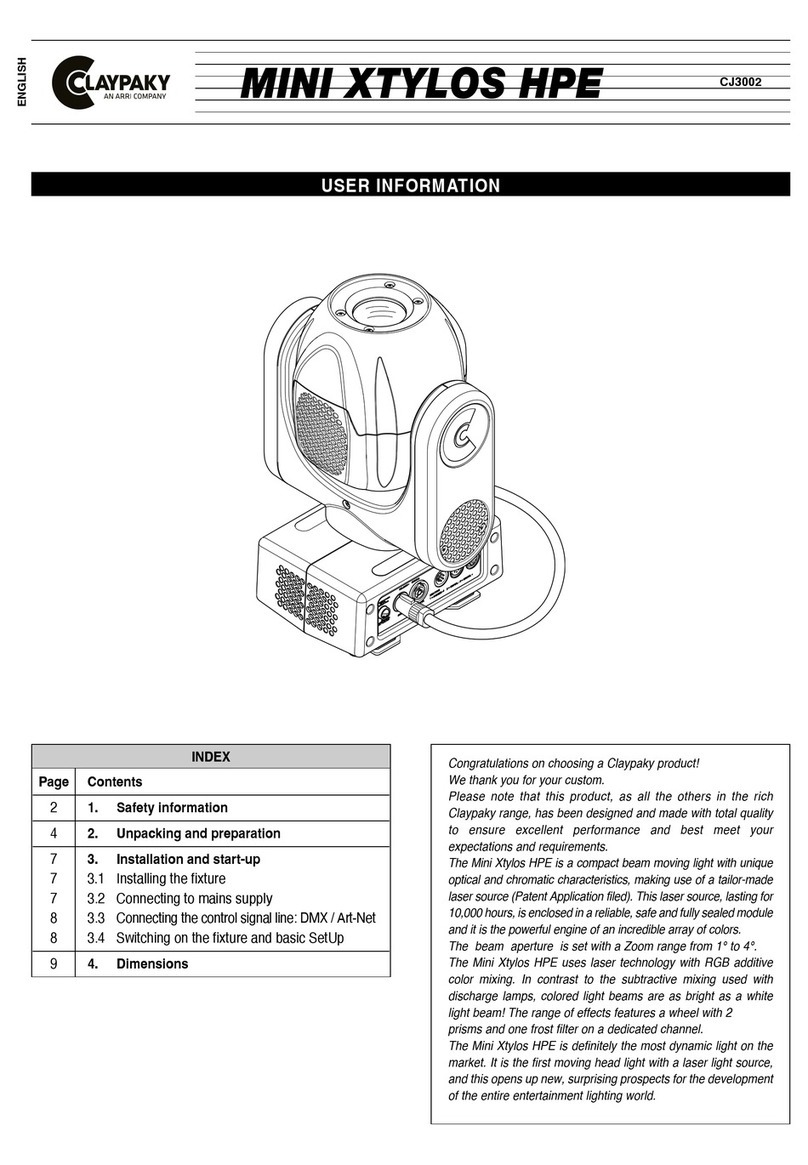 Claypaky MINI XTYLOS HPE Operation manual Claypaky MINI XTYLOS HPE Operation manual