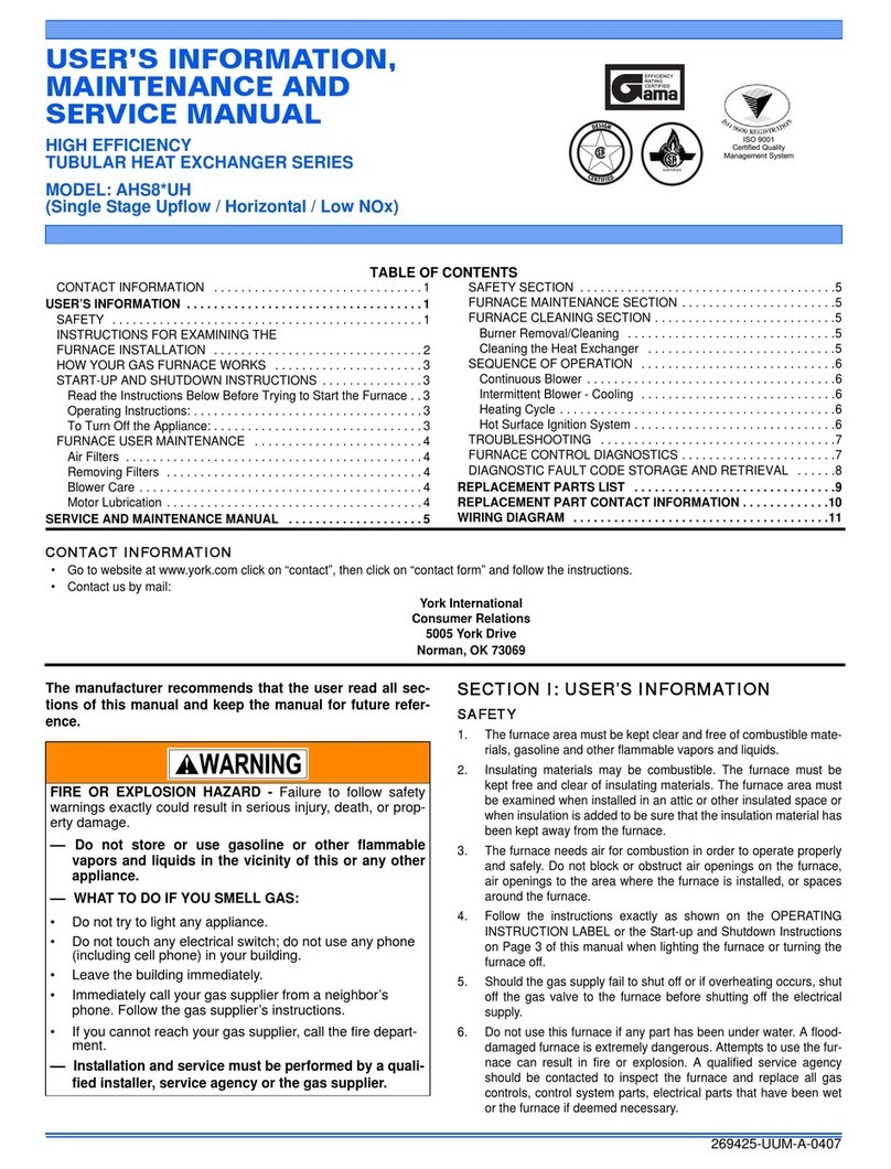 York AHS8 UH Series User's information, maintenance and service manual