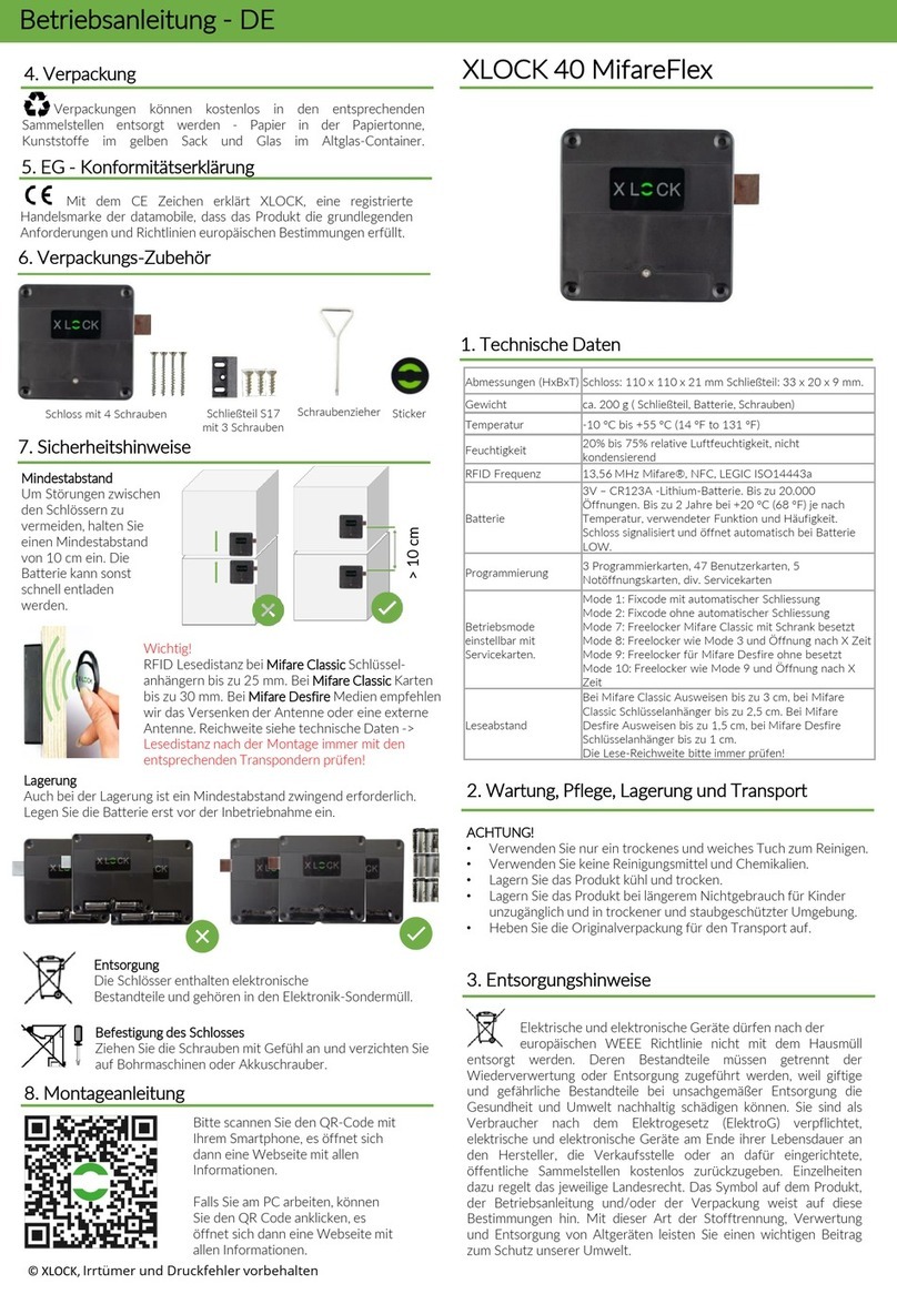XLOCK MifareFlex 40 instruction manual