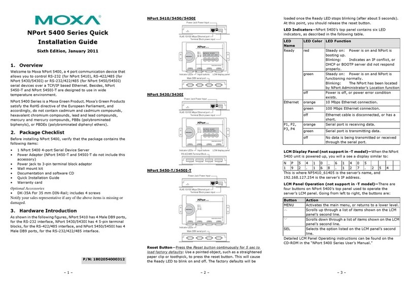 Moxa Technologies NPort 5410 Quick installation guide