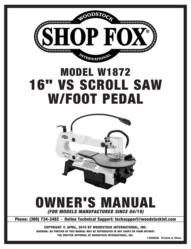 Shop fox W1872 owner's manual