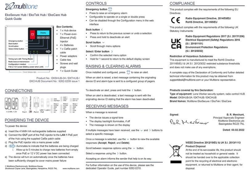 Multitone EkoSecure EKSHUB-0A User manual