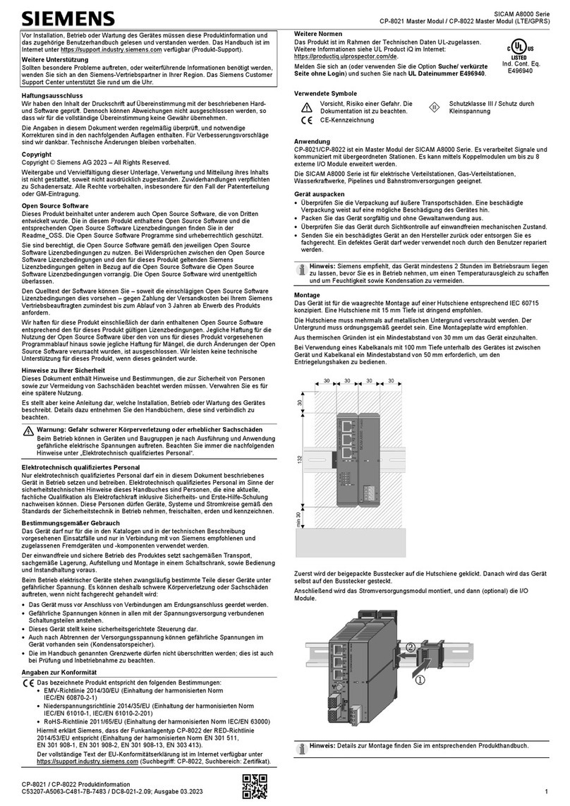 Siemens SICAM A8000 Series User manual