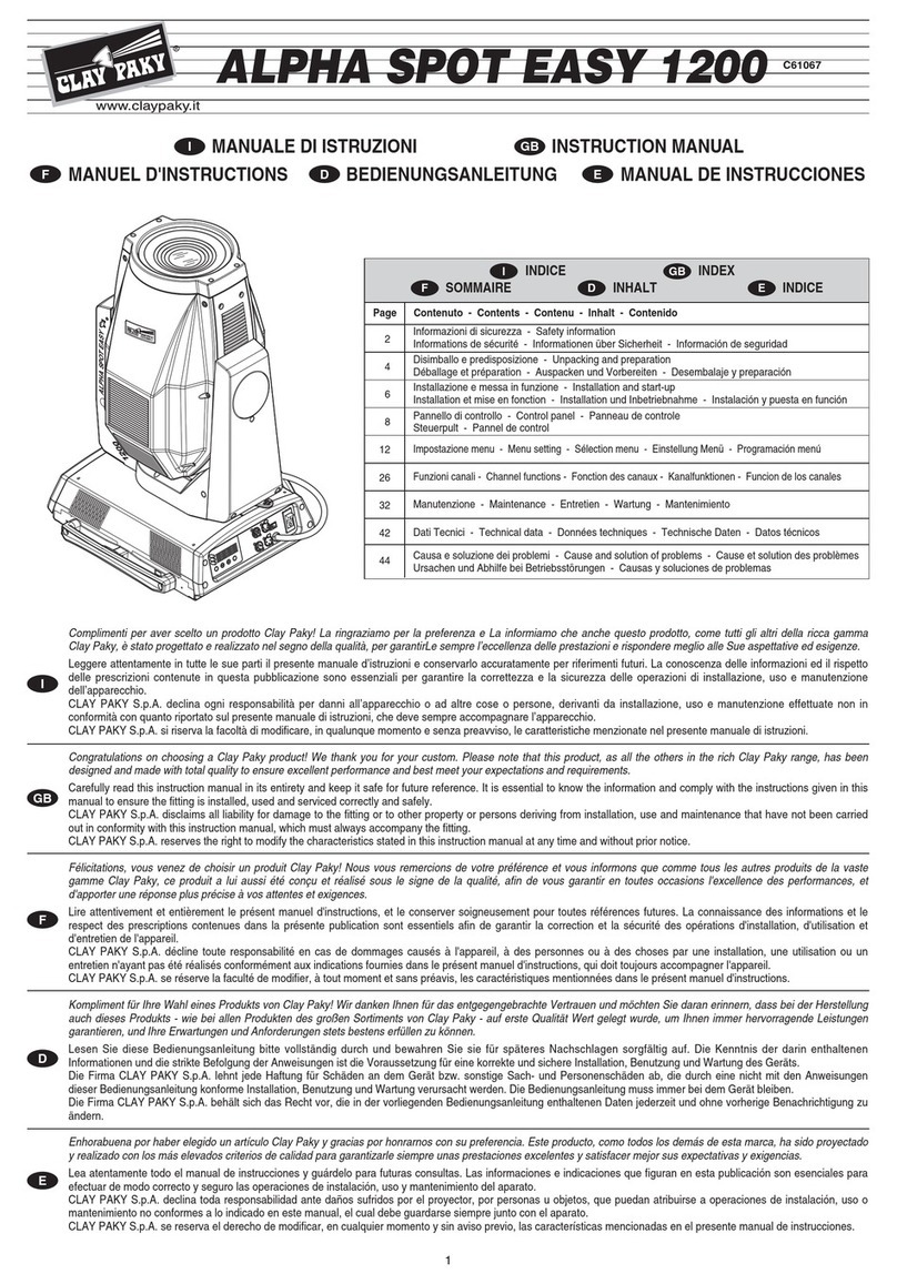 Claypaky C61067 User manual Claypaky C61067 User manual