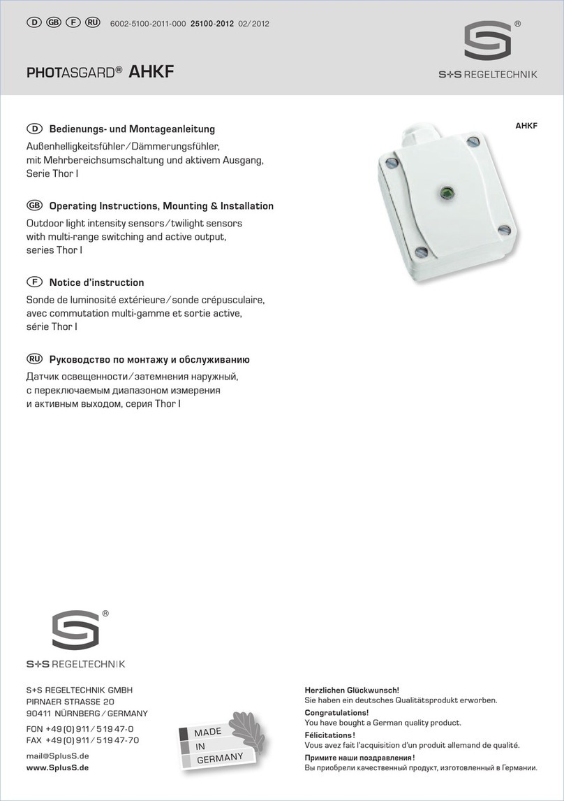 S+S Regeltechnik PHOTASGARD AHKF Operating Instructions, Mounting & Installation
