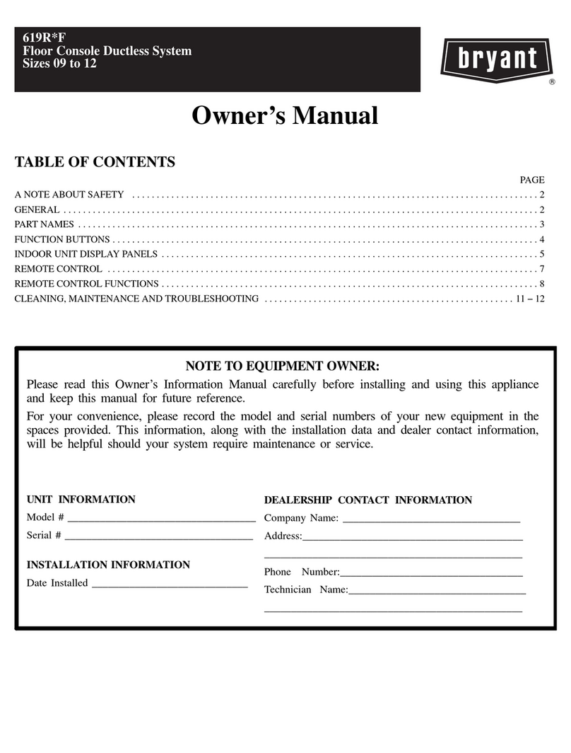 Bryant 619R F Series owner's manual