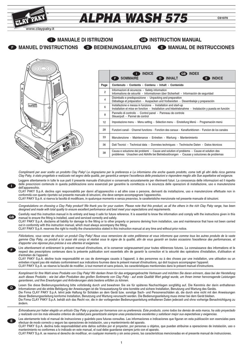 Claypaky C61070 instruction manual