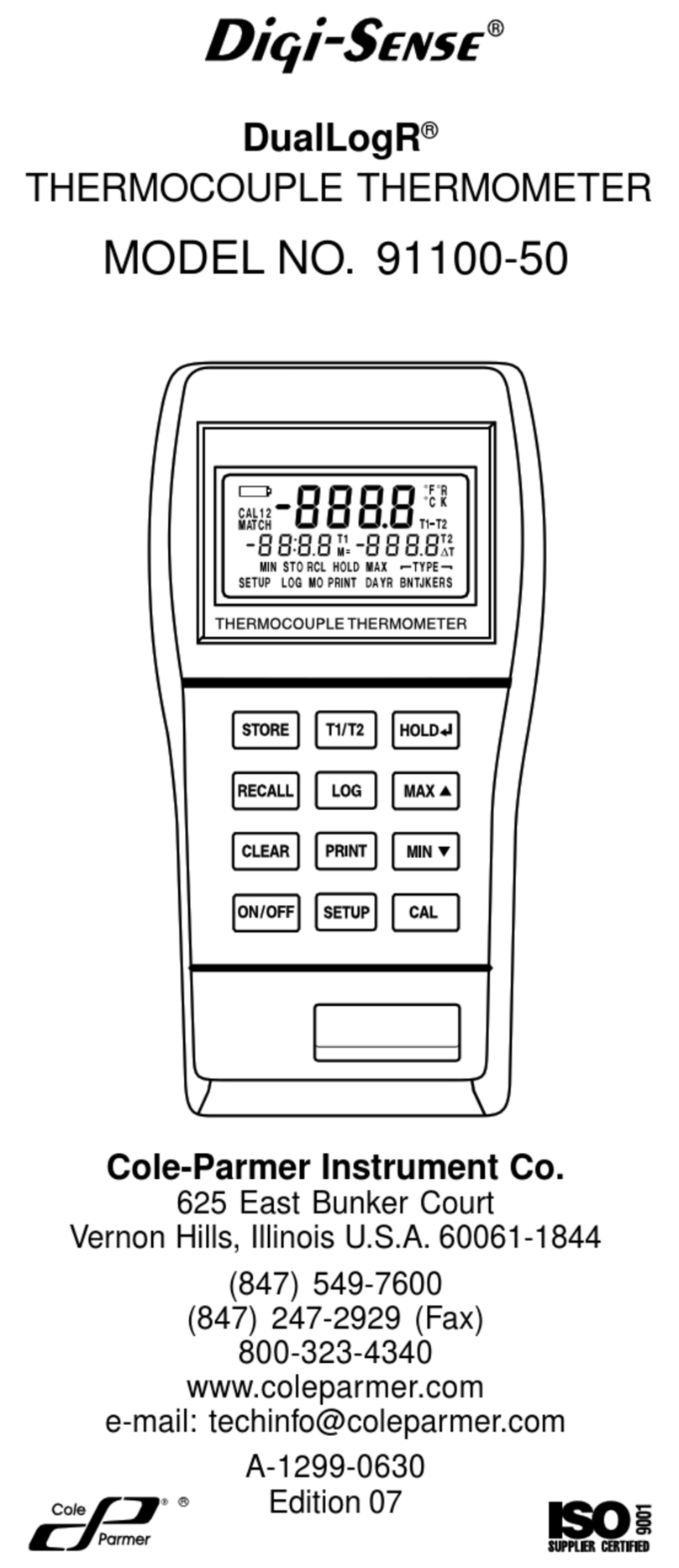 Digi-Sense DualLogR 91100-50 manual