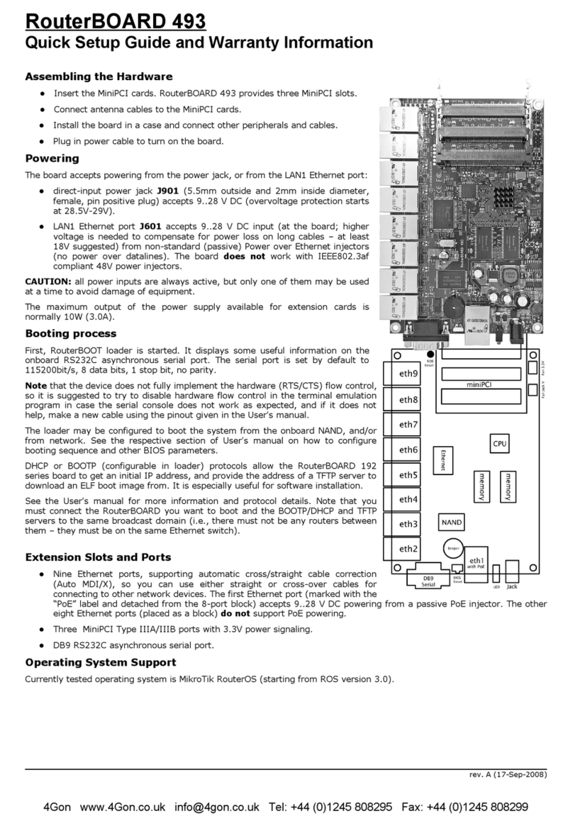 4gon RouterBOARD 493 Quick setup guide and warranty information