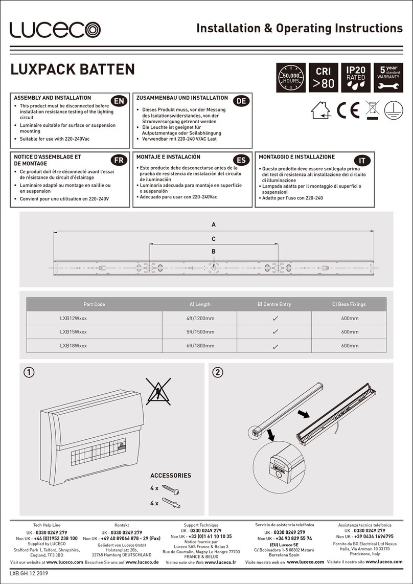 luceco LXB12W Series Installation & operating instructions luceco LXB12W Series Installation & operating instructions