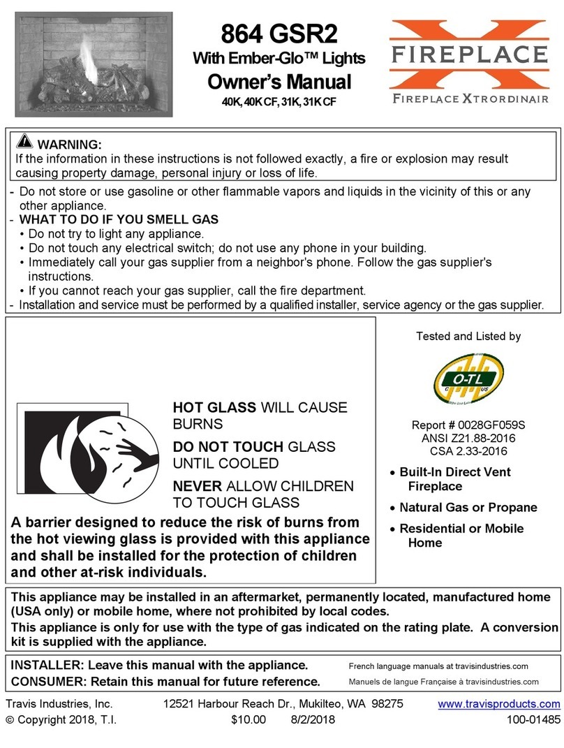 Travis Industries Fireplace Xtrordinair 864 GSR2 User manual