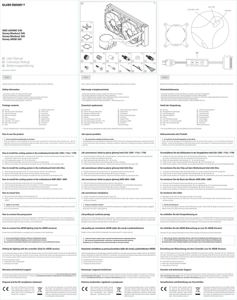Silver Monkey SMX AIOSNO 240 user manual
