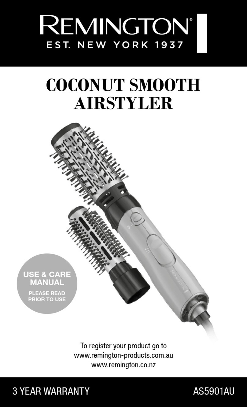 Remington COCONUT SMOOTH AIRSTYLER Use & care manual