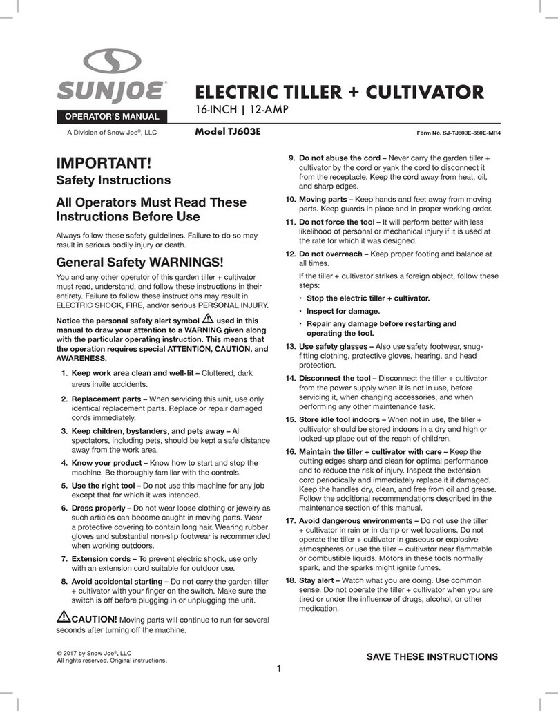 SNOWJOE Sunjoe TJ603E User manual