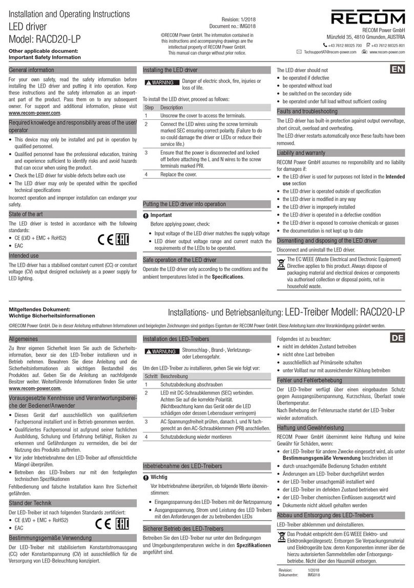 Recom RACD20-LP User manual