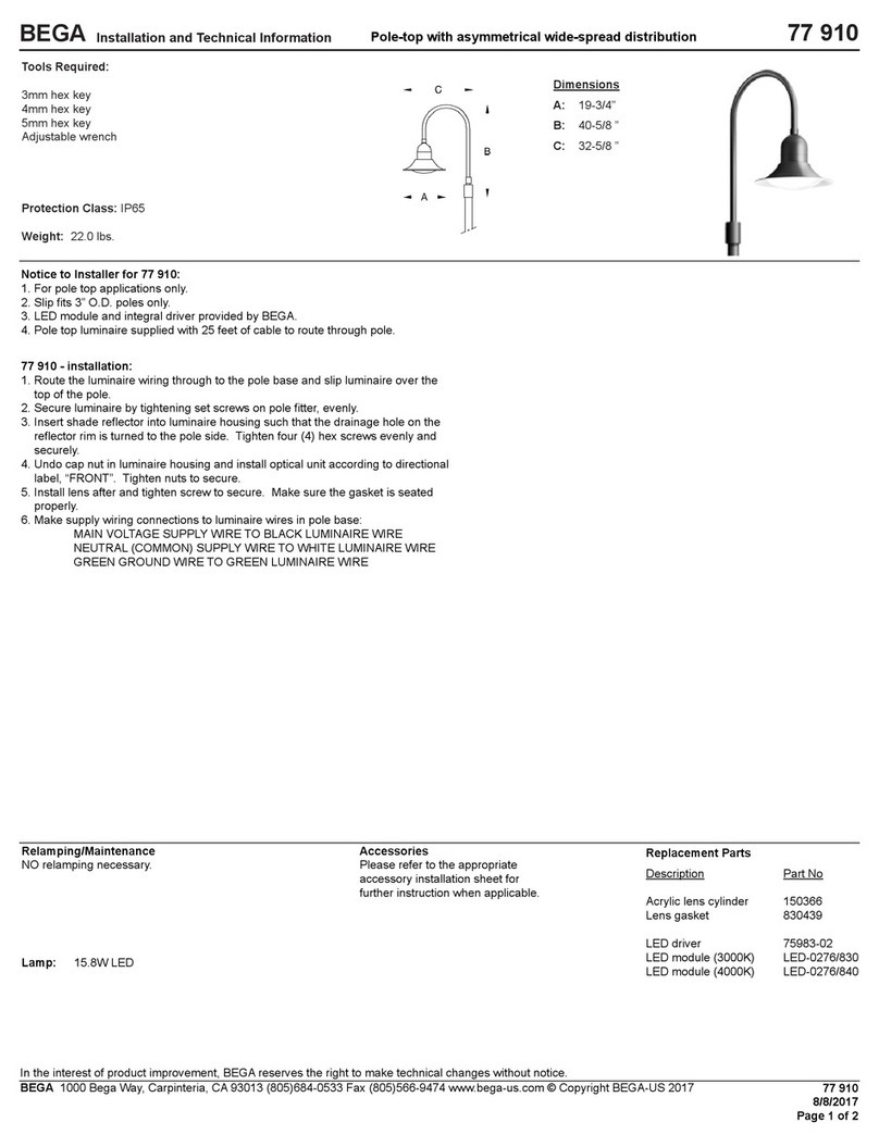 BEGA 77 910 Installation and technical information