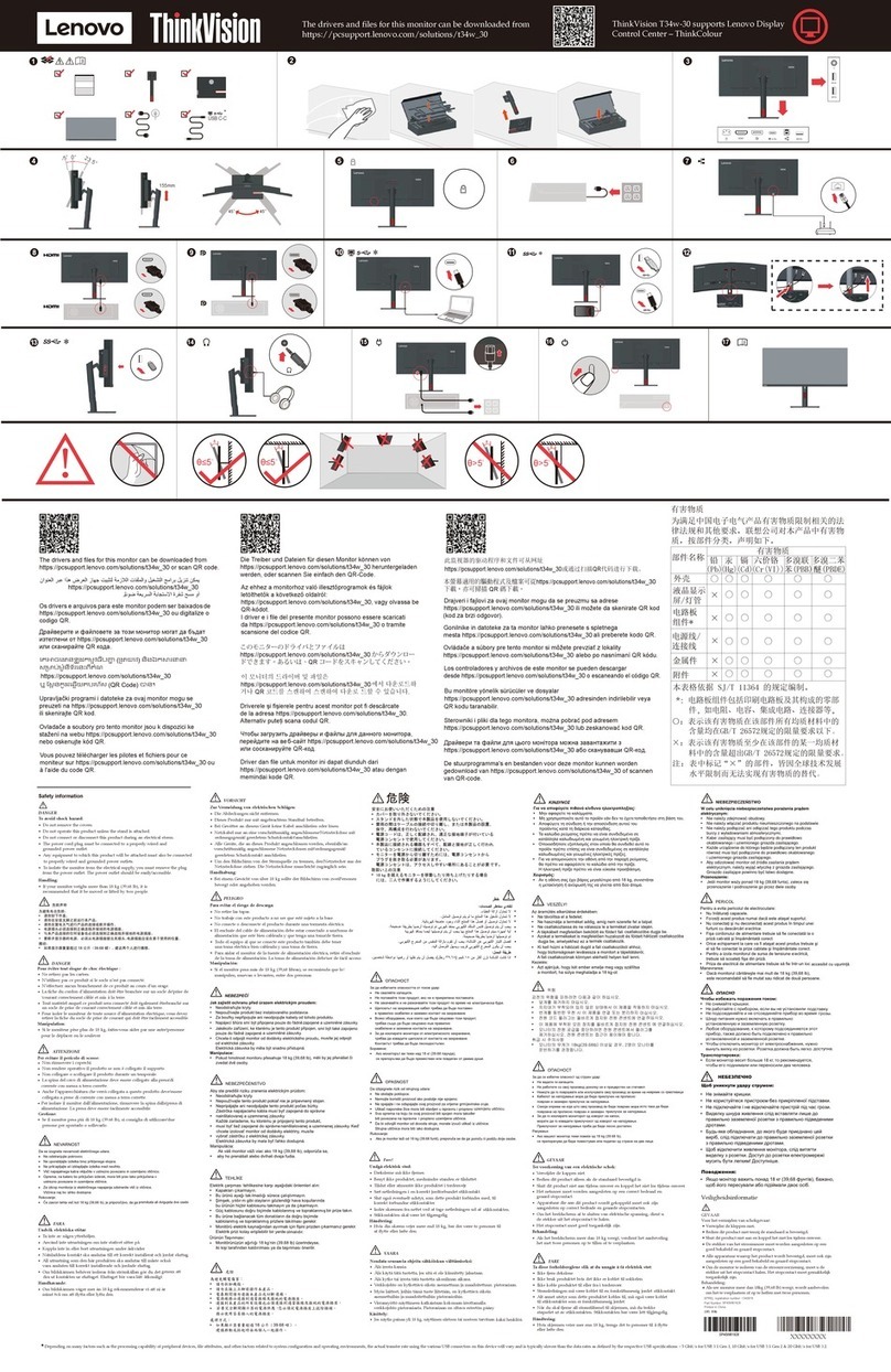 Lenovo ThinkVision T34w-30 quick start guide