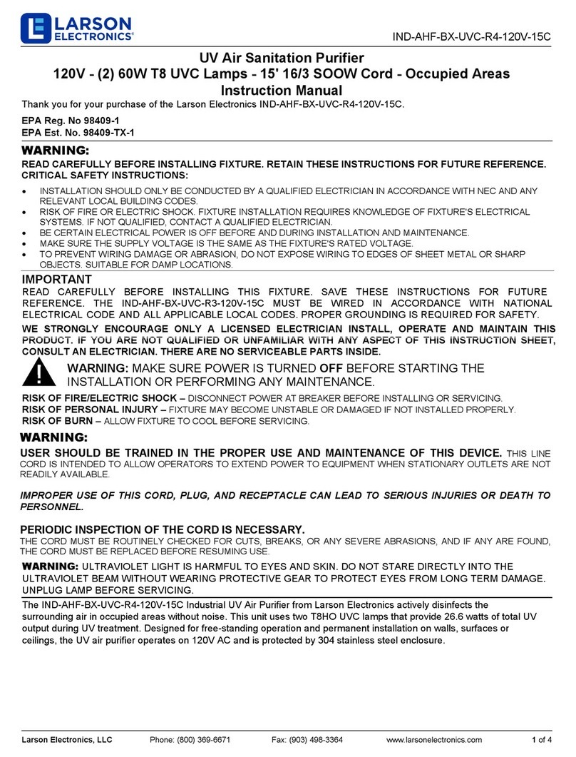 Larson Electronics IND-AHF-BX-UVC-R4-120V-15C User manual