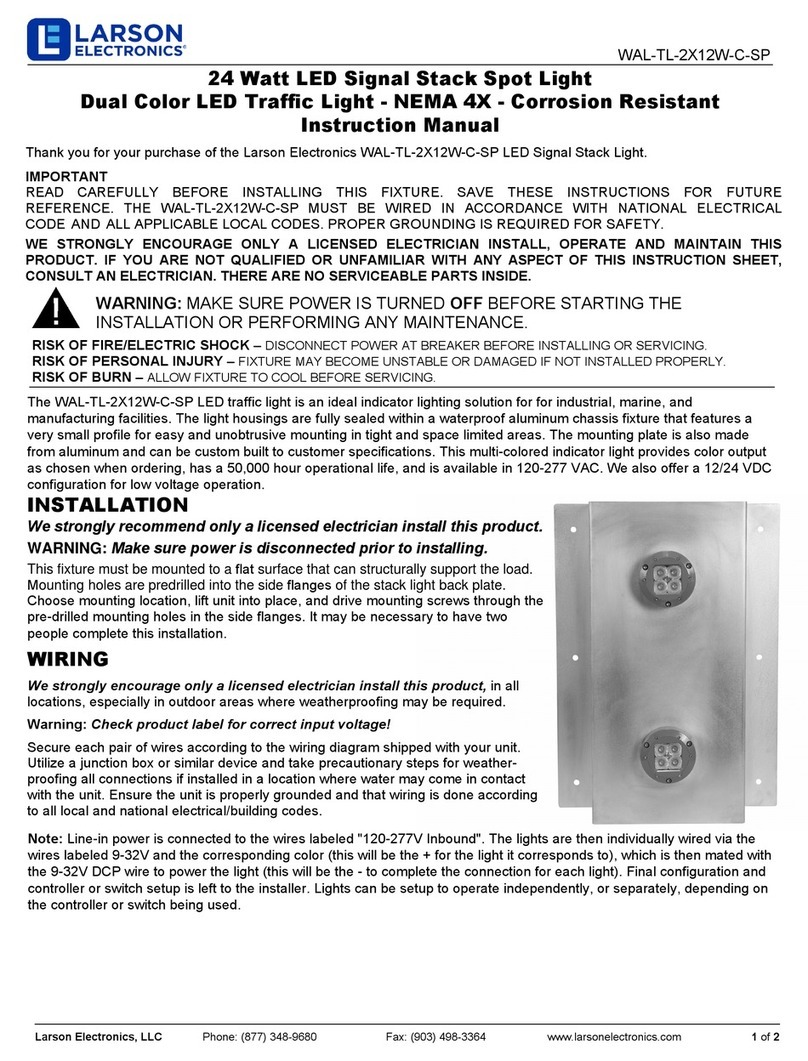 Larson Electronics WAL-TL-2X12W-C-SP User manual Larson Electronics WAL-TL-2X12W-C-SP User manual