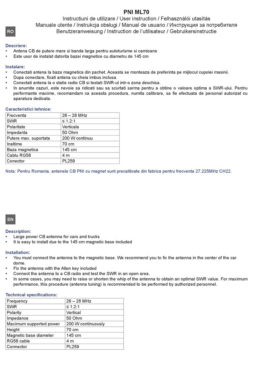 PNI ML70 Installation instructions
