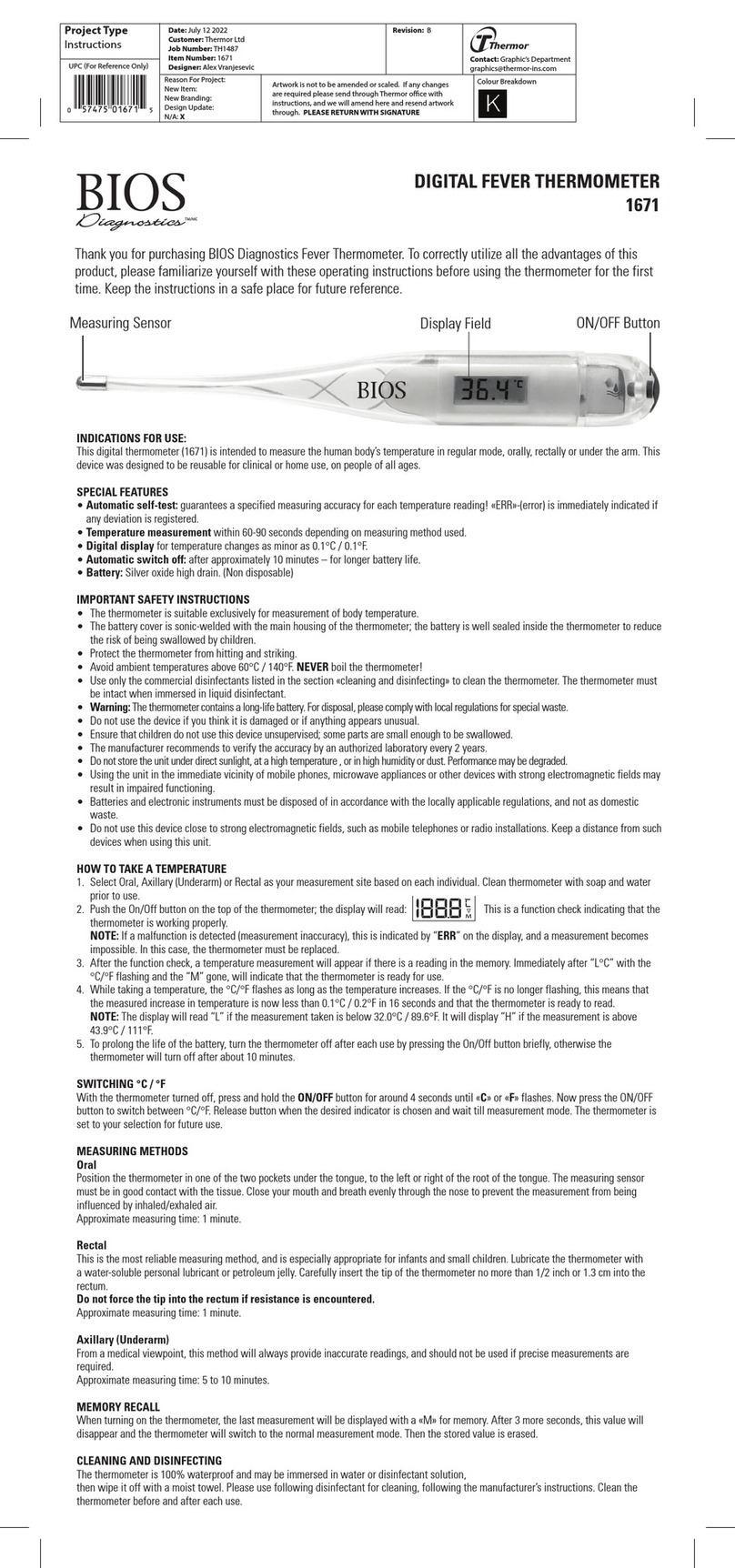 Thermor BIOS Diagnostics 1671 instructions