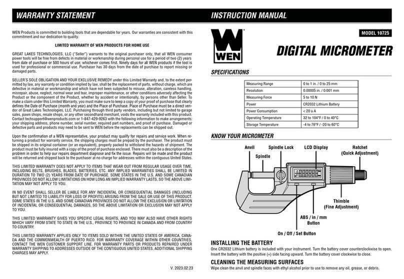 Wen 10725 instruction manual