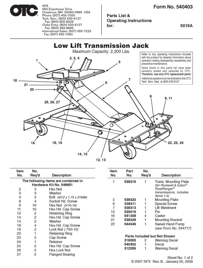 OTC 5019A PARTS LIST & OPERATING INSTRUCTIONS