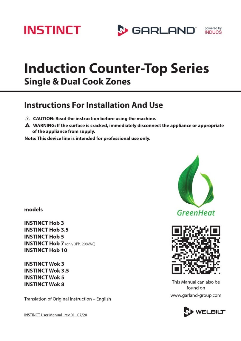 Welbilt INDUCS GARLAND INSTINCT Hob 3 User manual Welbilt INDUCS GARLAND INSTINCT Hob 3 User manual