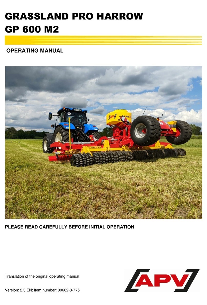 APV GRASSLAND PRO HARROW operating manual