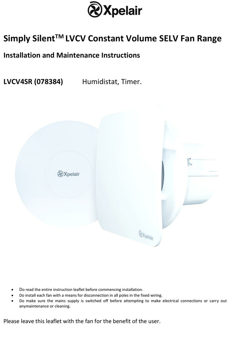 Xpelair Simply Silent LVCV4SR Installation and maintenance instructions