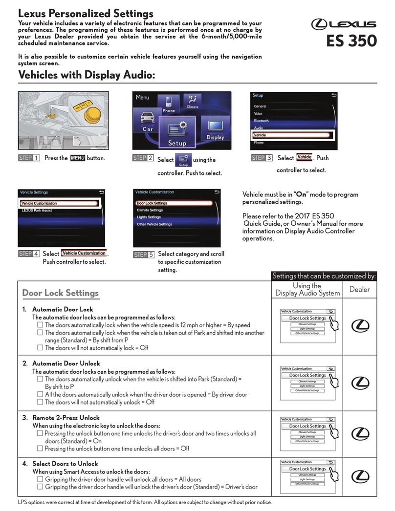 Lexus ES350 quick start guide
