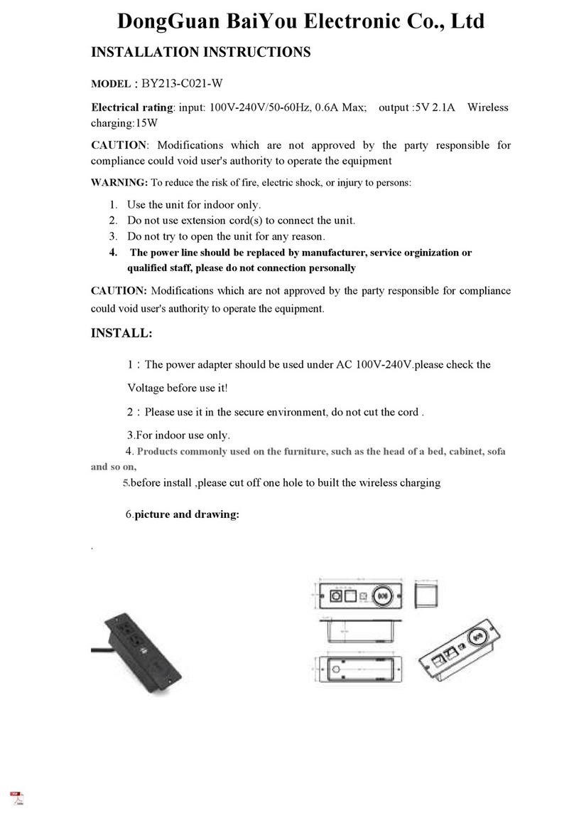 BaiYou Electronic BY213-C021-W installation instructions