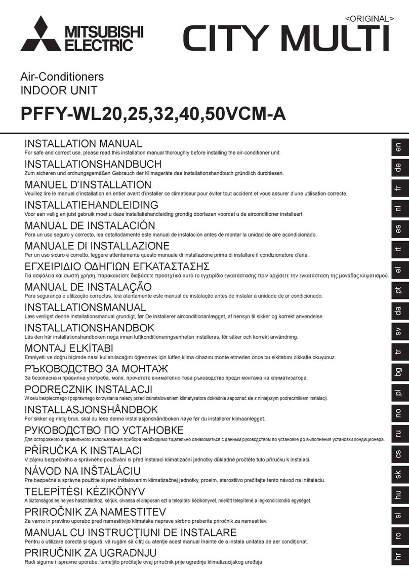 Mitsubishi Electric CITY MULTI PFFY-WL20VCM-A installation manual Mitsubishi Electric CITY MULTI PFFY-WL20VCM-A installation manual
