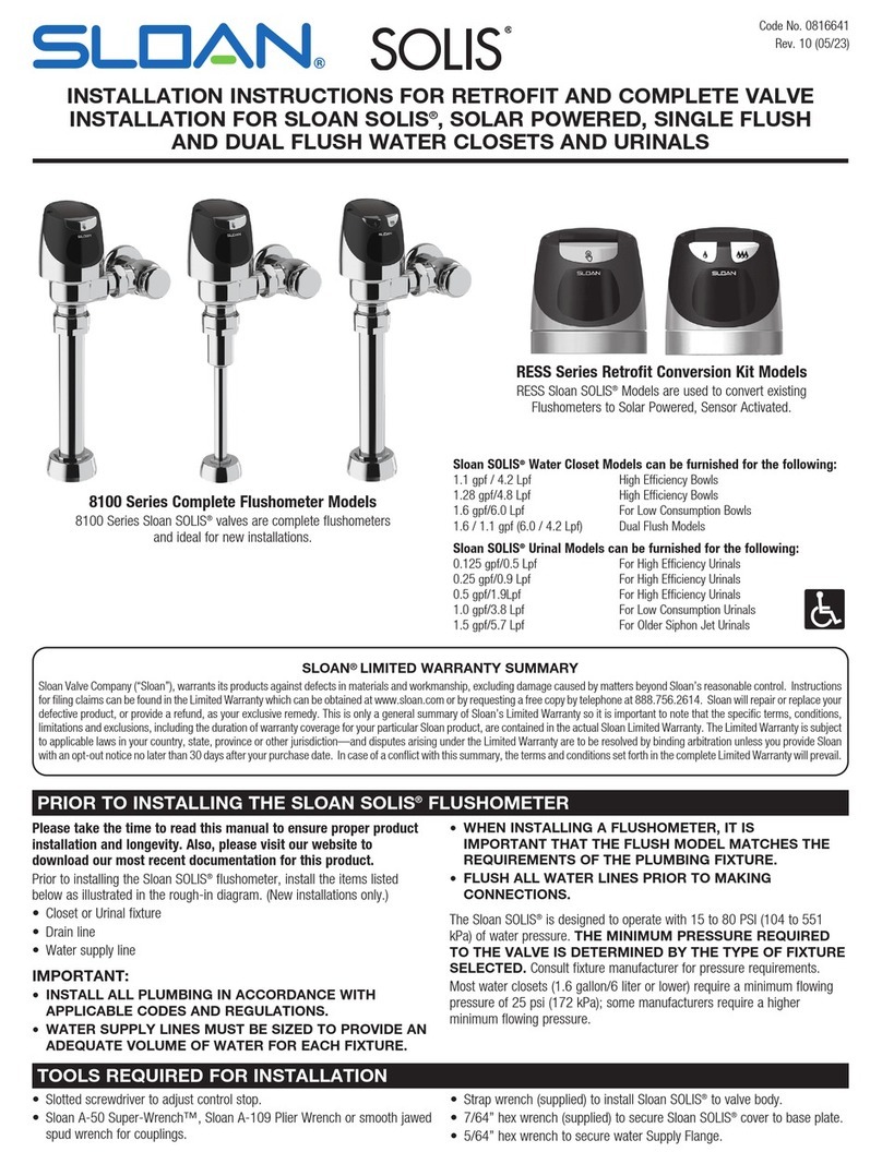 Sloan SOLIS 8100 Series installation instructions