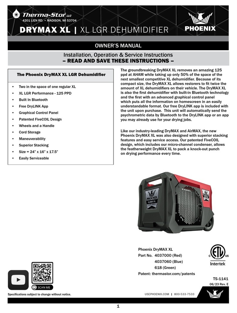 thermastor PHOENIX DRYMAX XL User manual