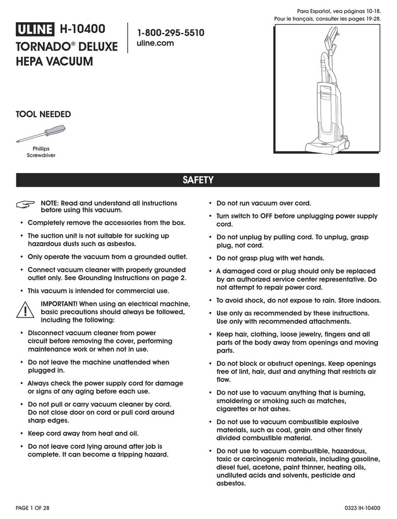 U-Line TORNADO DELUXE HEPA VACUUM User manual