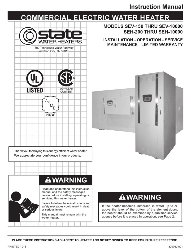 State Water Heaters SEH-250 instruction manual